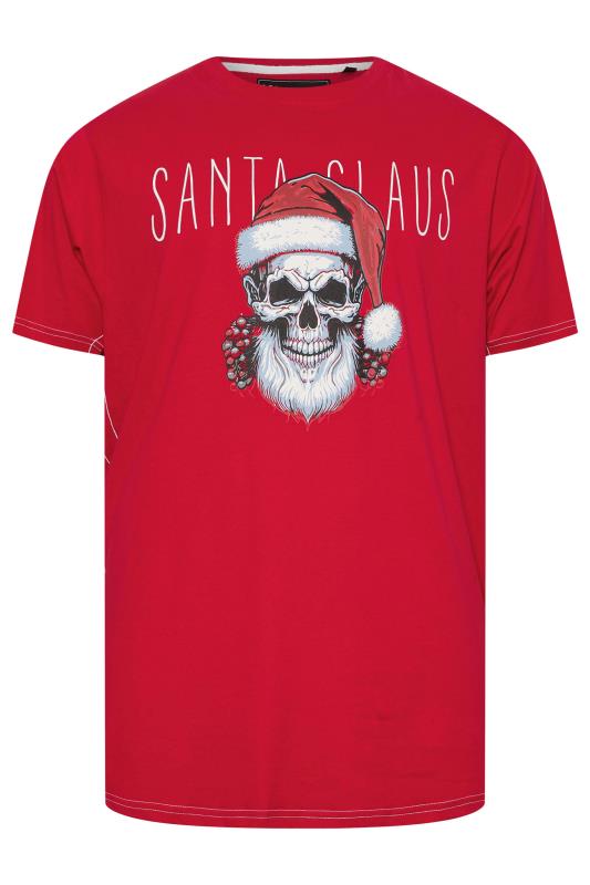 KAM Red Santa Skull Graphic Print T-Shirt | BadRhino 3