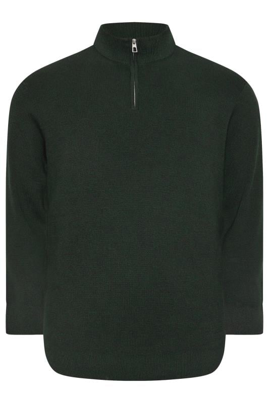 BadRhino Big & Tall Green Milano Quarter Zip Knitted Jumper | BadRhino 4