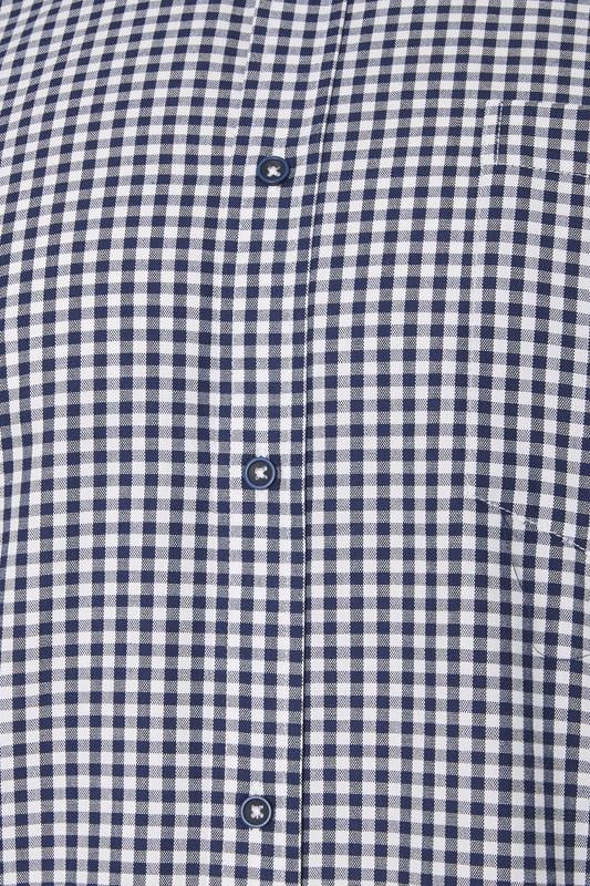KAM Big & Tall Navy Blue Long Sleeve Gingham Shirt | BadRhino 3