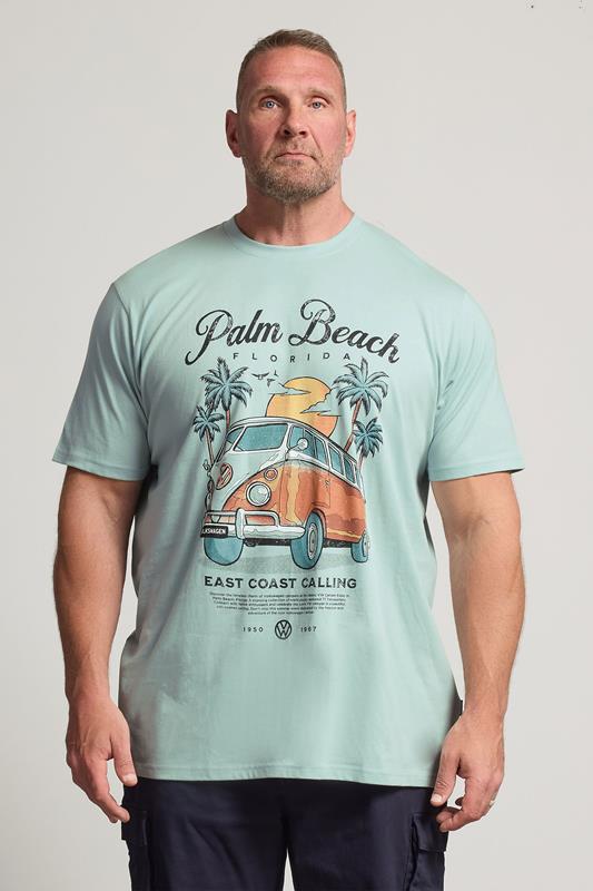  BadRhino Big & Tall Blue Extra Long Palm Beach VW Graphic T-Shirt