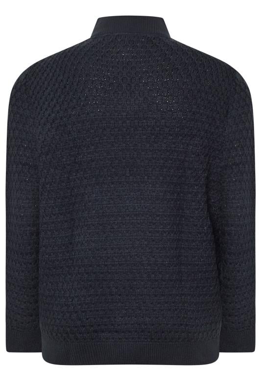 JACK & JONES Big & Tall Navy Blue High Neck Quarter Zip Jumper | BadRhino 2