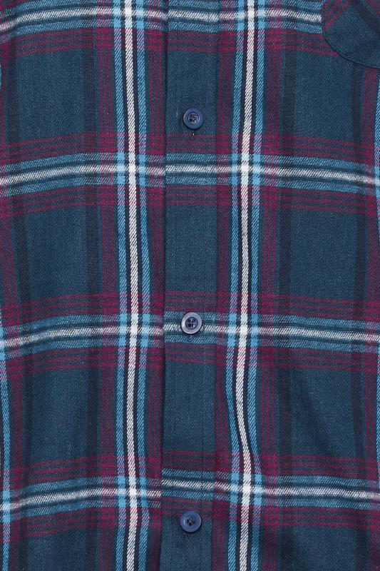 BadRhino Big & Tall Navy Blue Brushed Cotton Check Long Sleeve Shirt | BadRhino 5