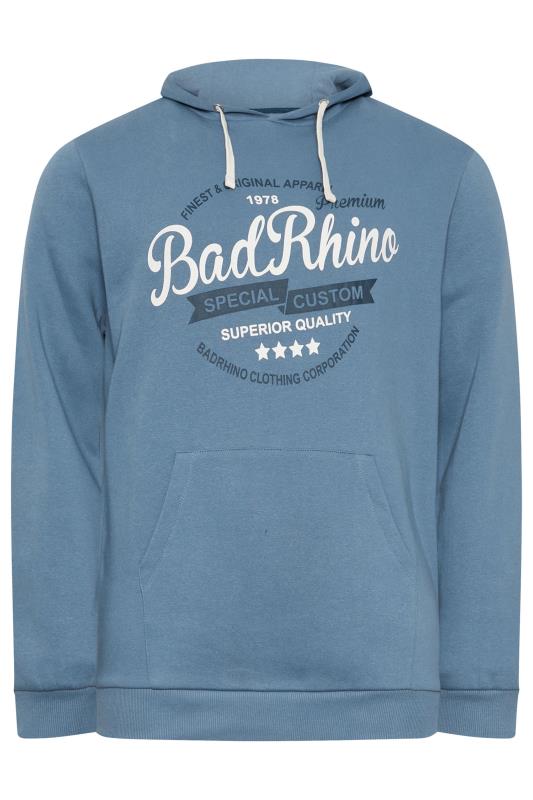 BadRhino Big & Tall Blue Branded Logo Printed Hoodie | BadRhino 4