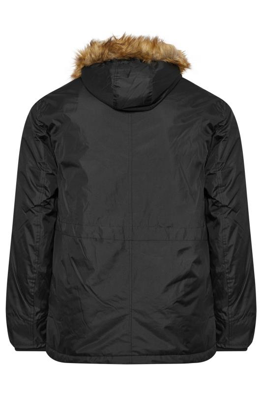 D555 Big & Tall Black Parka Style Hooded Jacket | BadRhino 4