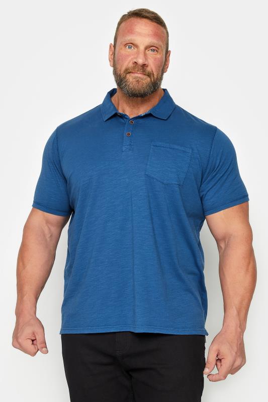 Men's  BadRhino Big & Tall Denim Blue Slub Polo Shirt