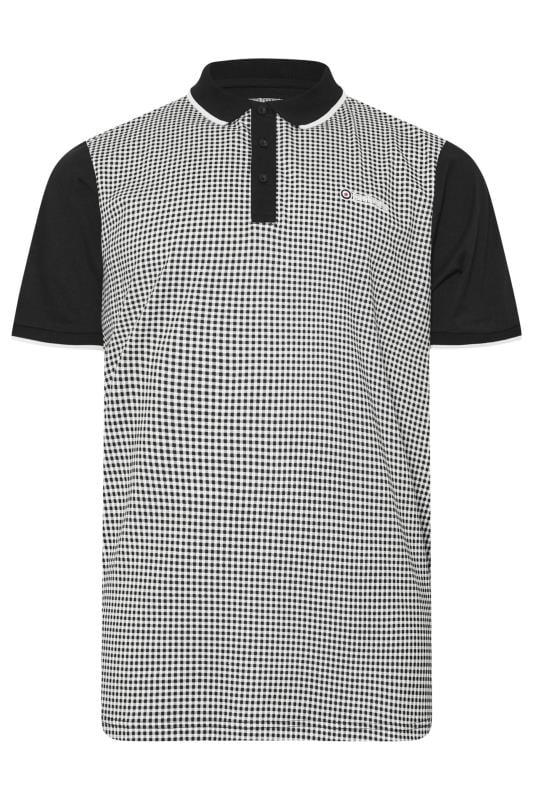 LAMBRETTA Big & Tall Black Gingham Print Polo Shirt | BadRhino 1