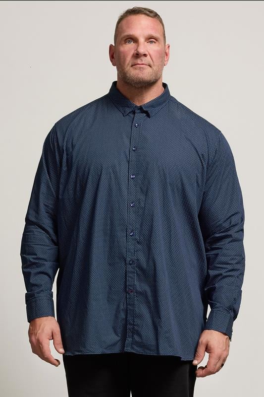 D555 Big & Tall Blue Geometric Print Shirt