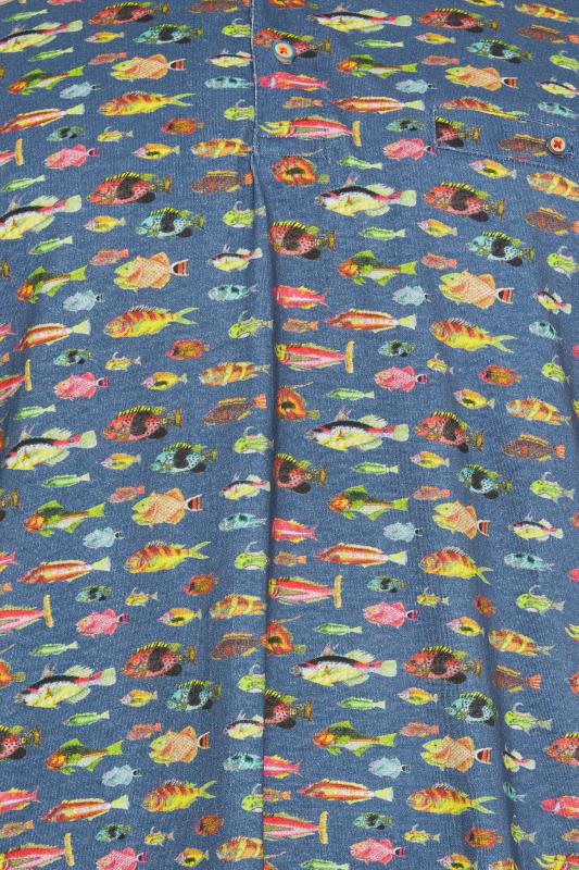 KAM Indigo Blue Fish Print Polo Shirt | BadRhino 2