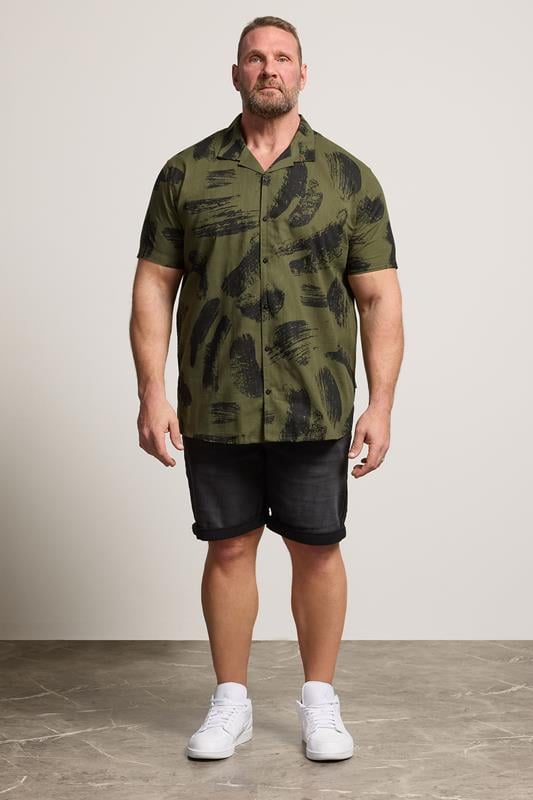 BadRhino Big & Tall Khaki Green Brushstroke Shirt | BadRhino 1