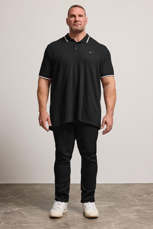 BadRhino Big & Tall Black Tapered Fit Stretch Jeans | BadRhino 2