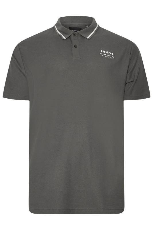 FIRETRAP Big & Tall Dark Grey Tape Detail Polo Shirt | BadRhino 3