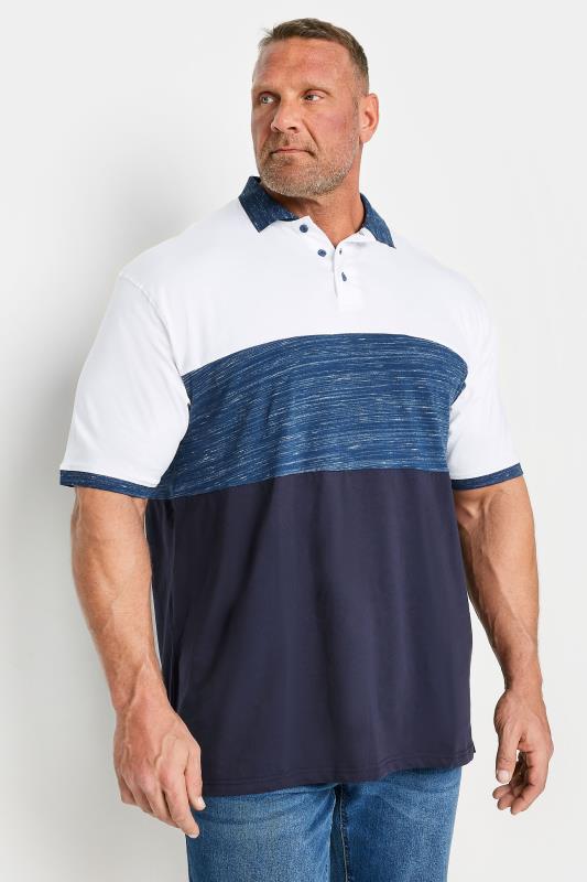 Men's  KAM Big & Tall Blue Cut & Sew Polo Shirt