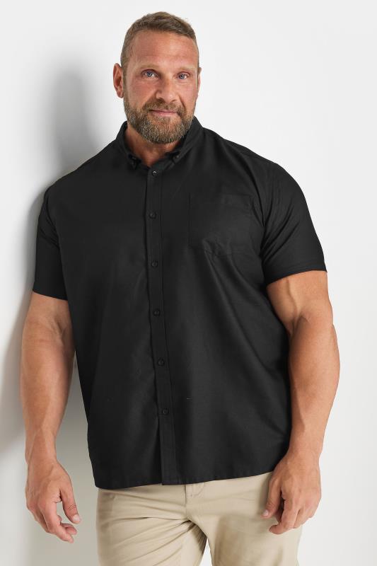 BadRhino Big & Tall Premium Black Short Sleeve Oxford Cotton Shirt 1