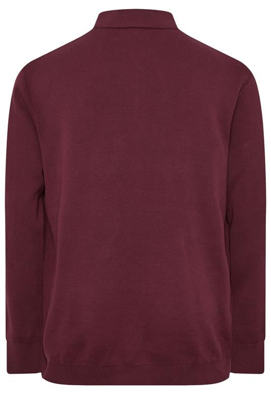 BadRhino Big & Tall Burgundy Red Mock Shirt Milano Quarter Zip Jumper | BadRhino 6