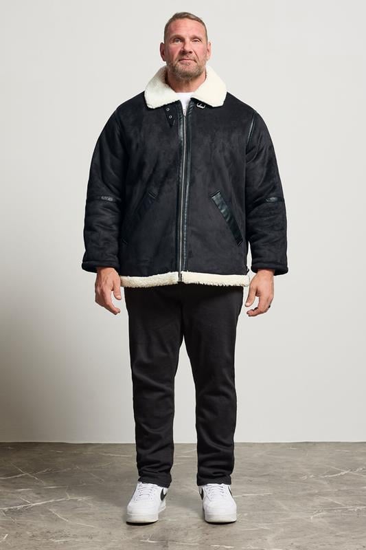 JACK & JONES Big & Tall Black Aviator Jacket | BadRhino 2