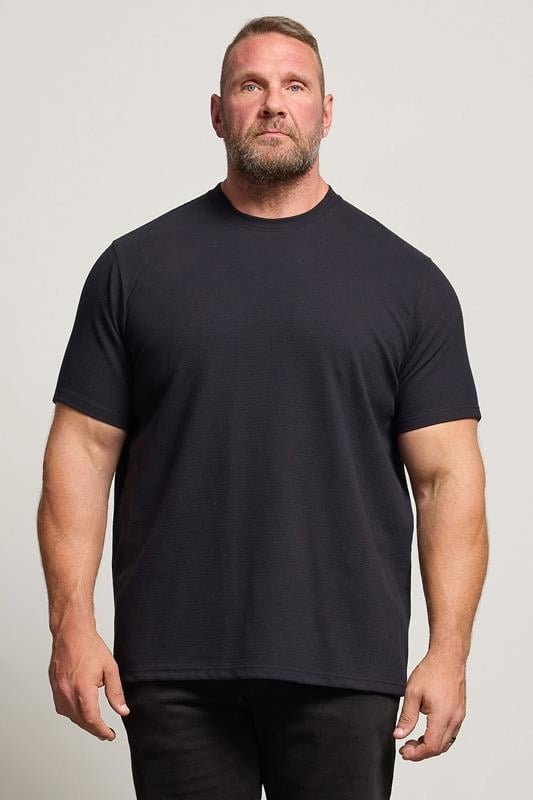 Men's  BadRhino Big & Tall Navy Blue Ottoman Textured T-Shirt