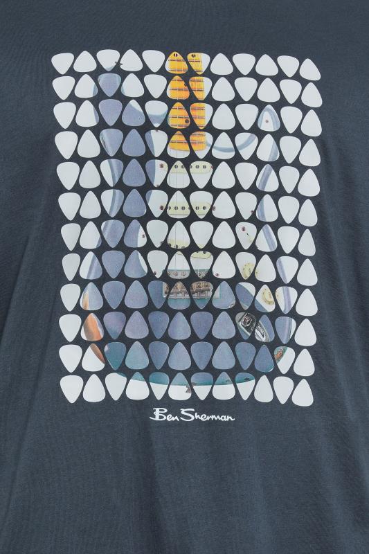 BEN SHERMAN Big & Tall Navy Blue Plectrum Print T-Shirt | BadRhino 4