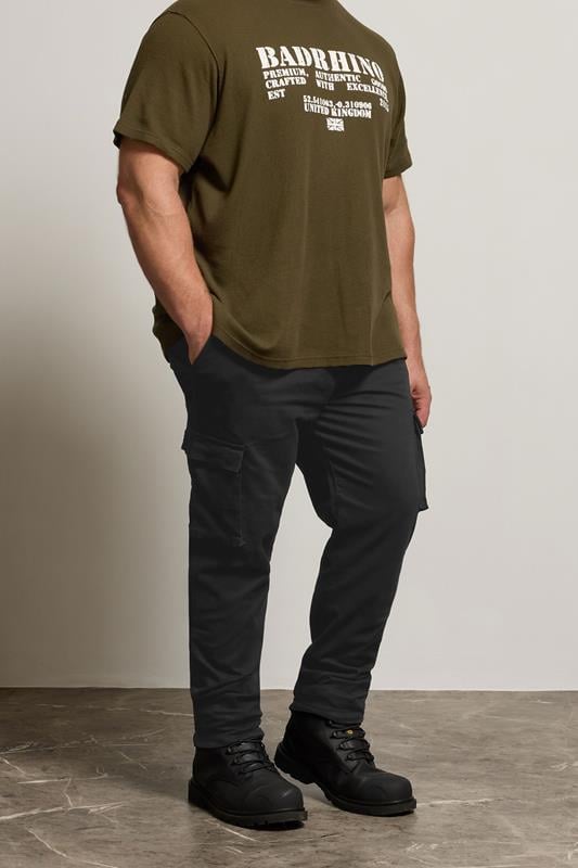 Men's  BadRhino Big & Tall Black Stretch Cargo Trousers