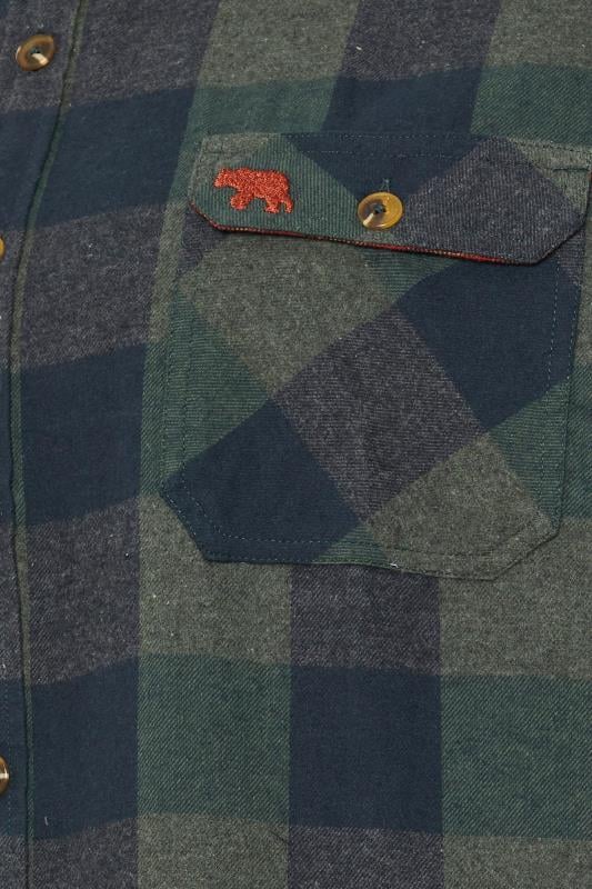 D555 Big & Tall Green Check Print Overshirt | BadRhino 3