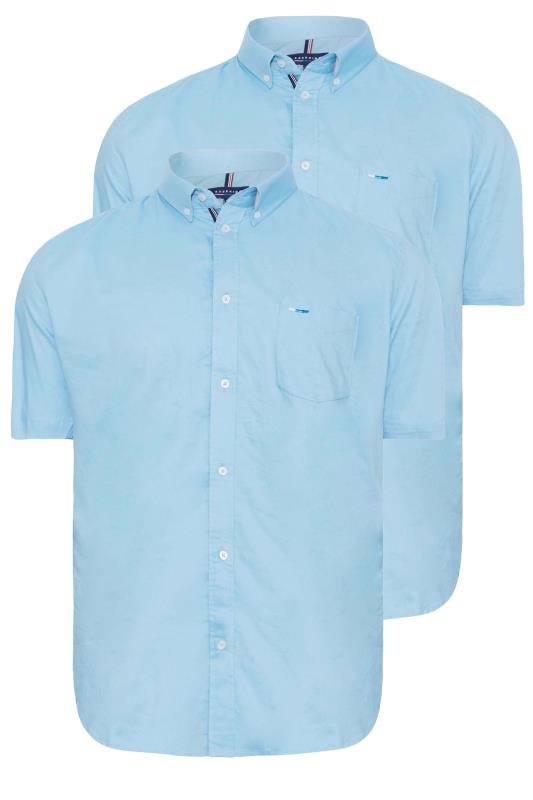BadRhino Big & Tall Light Blue 2 PACK Short Sleeve Oxford Shirts | BadRhino 2