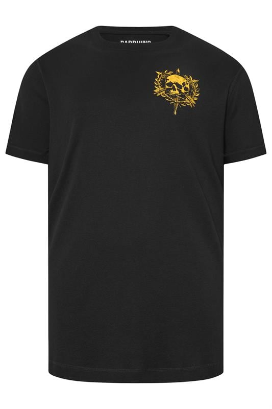 Men's  BadRhino Big & Tall Black Skull Emblem Extra Long Graphic T-Shirt