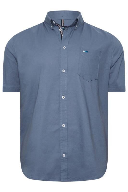 BadRhino Big & Tall Steel Blue Essential Short Sleeve Oxford Shirt | BadRhino 2