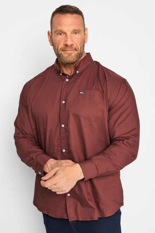 Men's  BadRhino Big & Tall Windsor Wine Red Long Sleeve Oxford Shirt