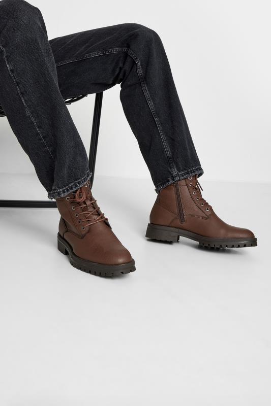 Men's  JACK & JONES Big & Tall Brown Faux Leather Boots