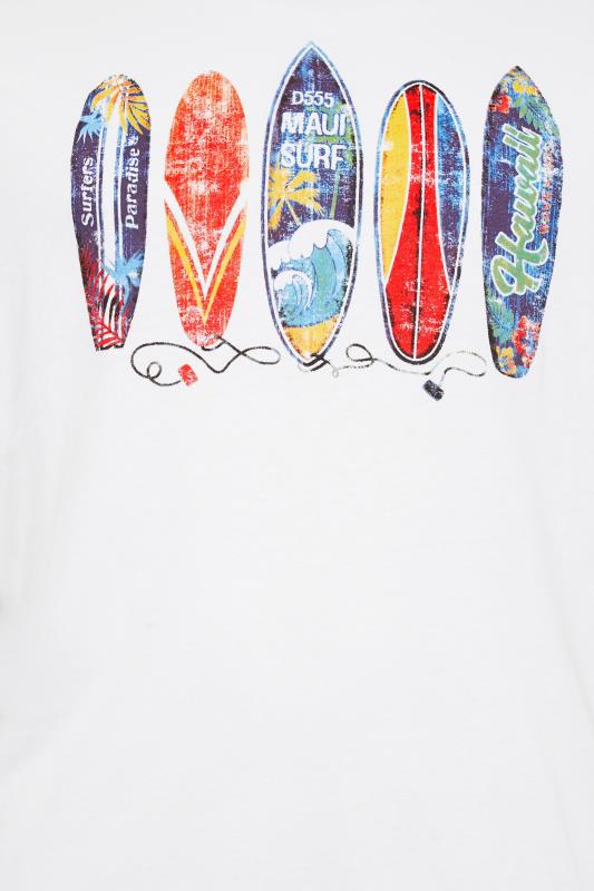 D555 Big & Tall White 'Maui' Surf Print T-Shirt | BadRhino 4