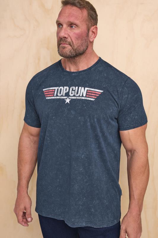 Men's  BadRhino Big & Tall Navy Acid Wash Top Gun T-Shirt