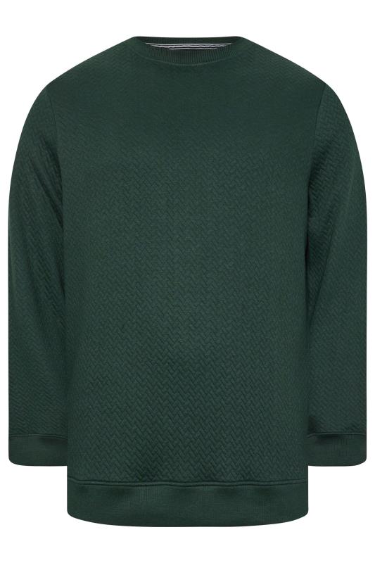 BadRhino Big & Tall Green Chevron Quilted Crew Neck Sweatshirt | BadRhino 3