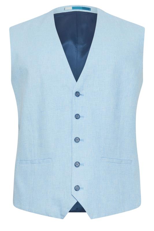 BadRhino Tailoring Big & Tall Light Blue Linen Suit Waistcoat | BadRhino 5