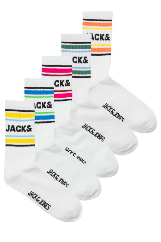 JACK & JONES Big & Tall 5 PACK White Stripe Tennis Socks 1