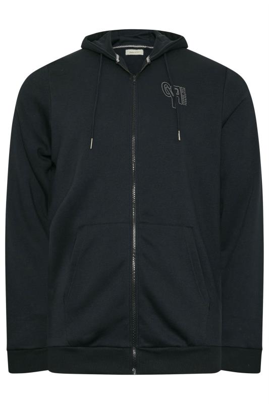 BLEND Big & Tall Black Zip Through Hooded Sweatshirt | BadRhino 3