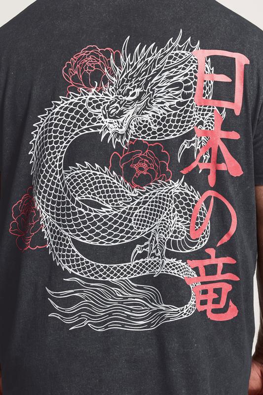 BadRhino Big & Tall Black Extra Long Acid Wash Dragon Graphic T-Shirt | BadRhino 5