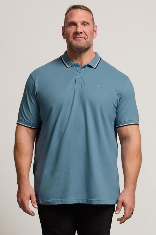 Men's  BadRhino Big & Tall Blue Tipped Polo Shirt