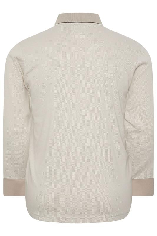 BadRhino Big & Tall Cream Textured Waffle Long Sleeve Polo Shirt | BadRhino 2