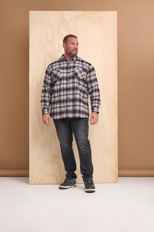 BadRhino Big & Tall Black Check Print Long Sleeve Flannel Shirt | BadRhino 1