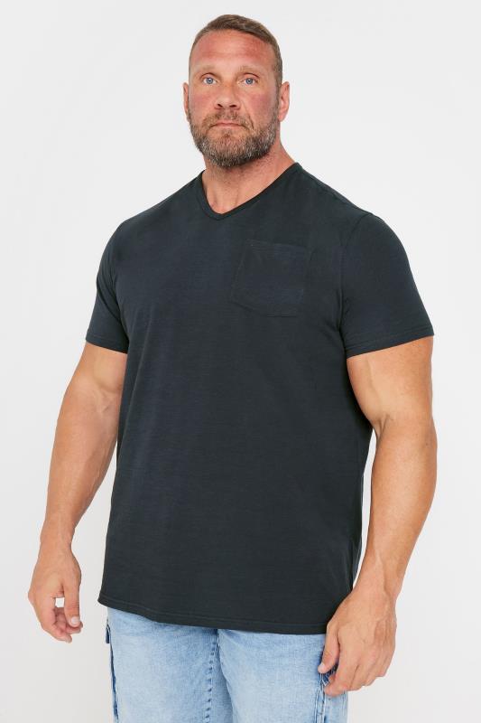 BadRhino Big & Tall Navy Blue V-Neck Pocket T-Shirt | BadRhino 2