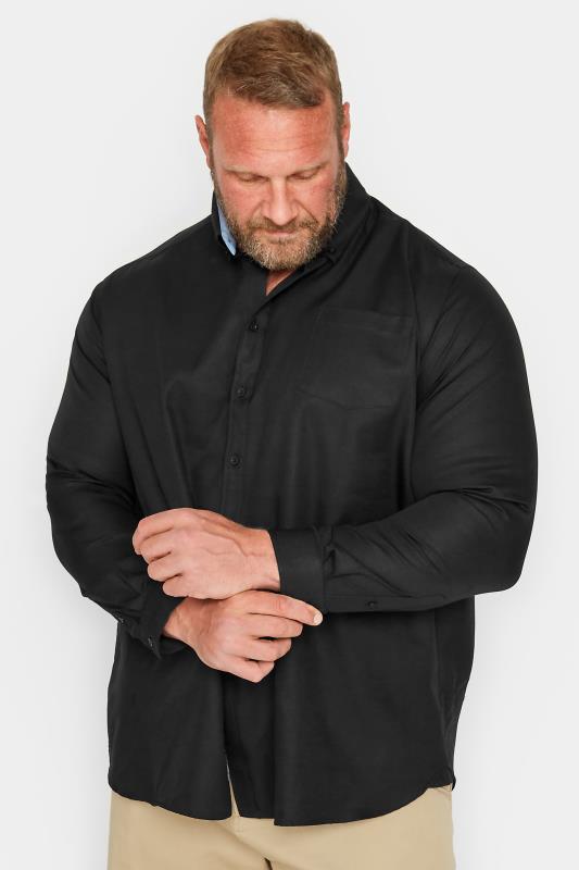 D555 Big & Tall Black Long Sleeve Oxford Shirt | BadRhino 1