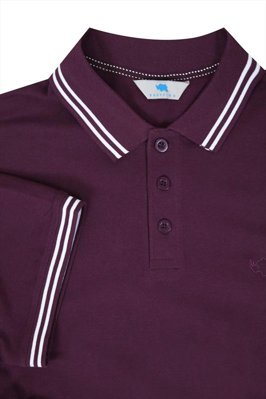 BadRhino Dark Purple Textured Tipped Polo Shirt, Extra large sizes M,L,XL,2XL,3XL,4XL, 7