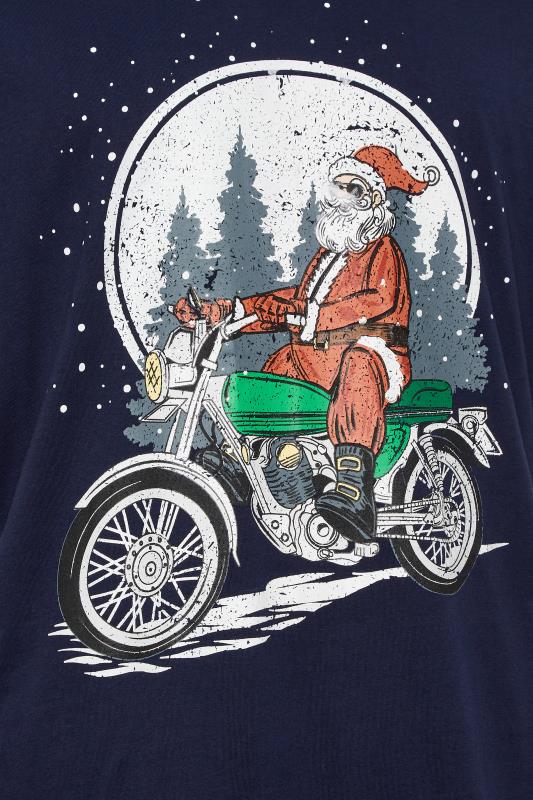 BadRhino Big & Tall Navy Blue Santa Motorbike Christmas T-Shirt | BadRhino 5