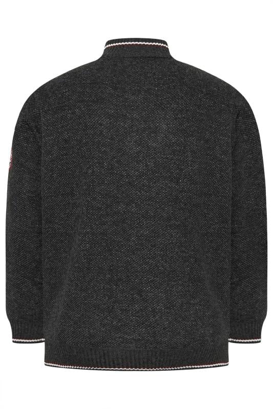 D555 Big & Tall Charcoal Zip Through Knit Sweatshirt | BadRhino 2