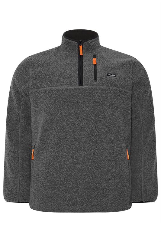 BadRhino Big & Tall Grey Sherpa Quarter Zip Fleece | BadRhino 5