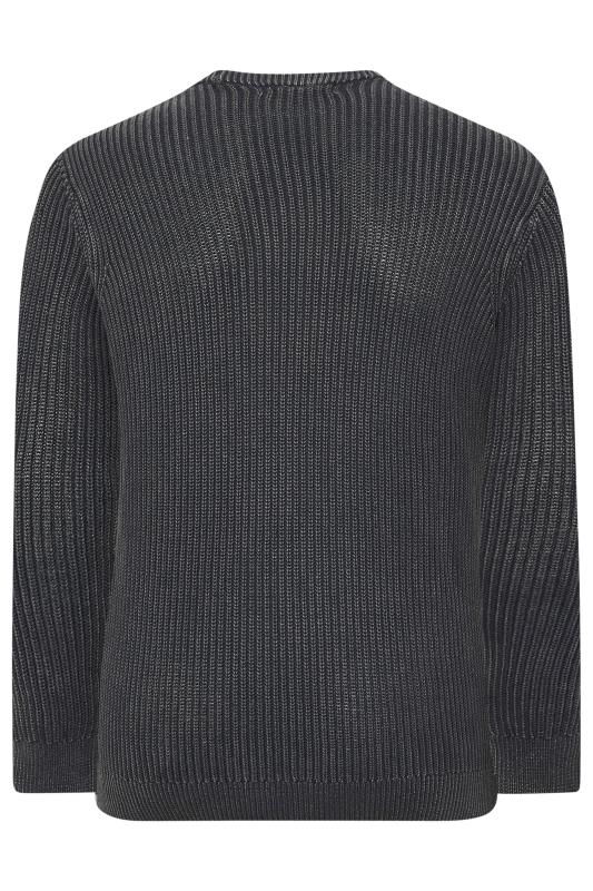 BadRhino Big & Tall Charcoal Grey Acid Wash Jumper | BadRhino 4