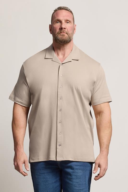  D555 Big & Tall Stone Brown Short Sleeve Resort Shirt