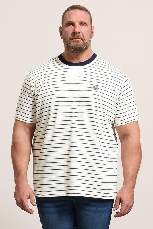 BadRhino Big & Tall Off-White Stripe Pique T-Shirt | BadRhino 1