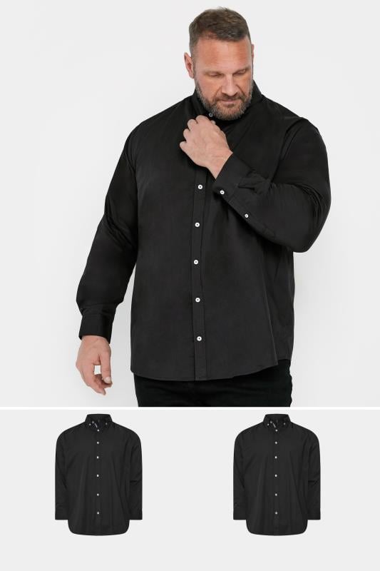 BadRhino Big & Tall 2 PACK Black Long Sleeve Poplin Shirts | BadRhino 1