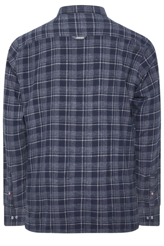 D555 Big & Tall Navy Blue Check Print Long Sleeve Shirt | BadRhino 2