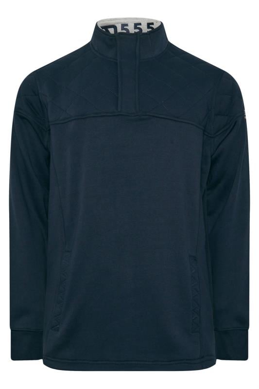 D555 Big & Tall Navy Quarter Zip Quilted Panel Sweatshirt | BadRhino 4